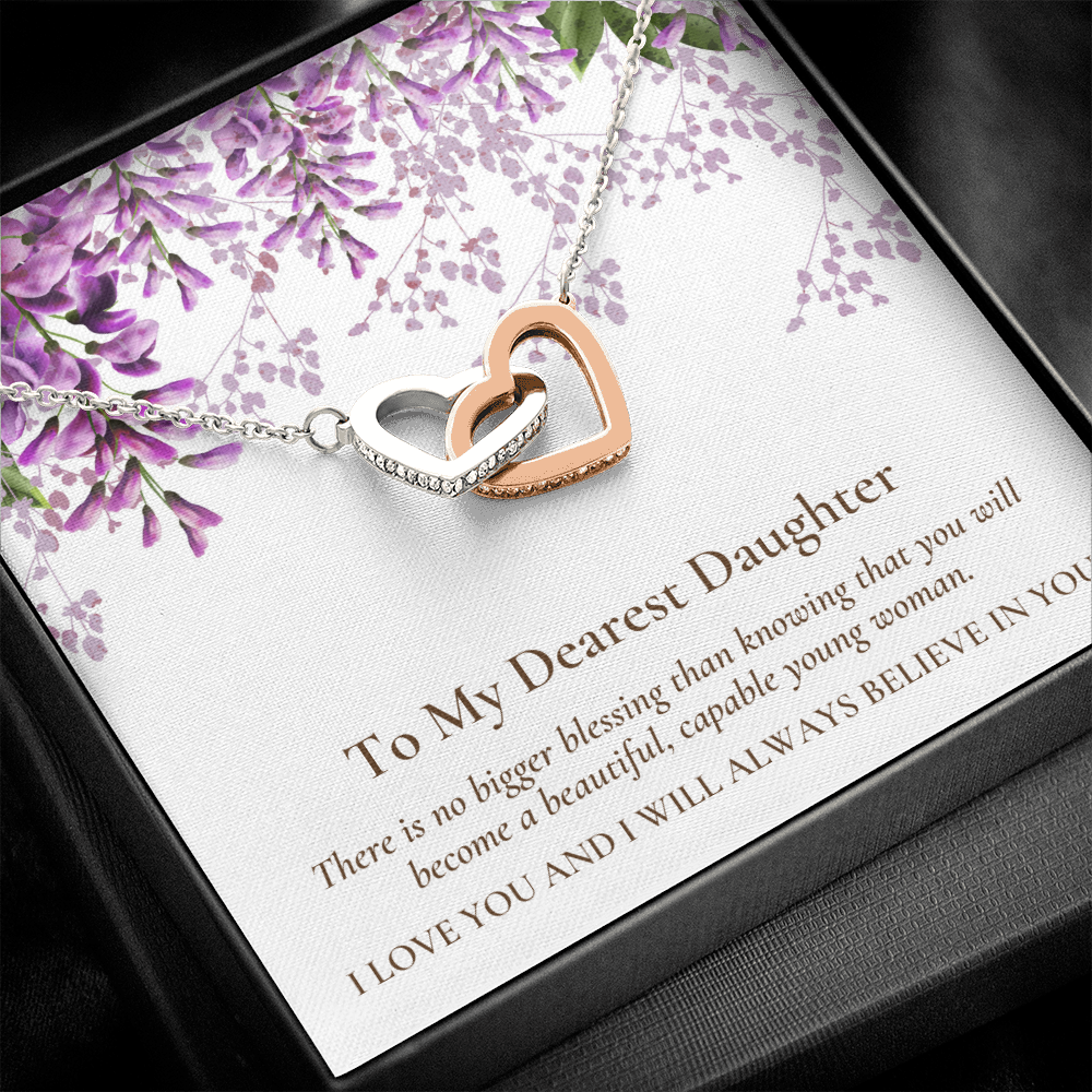 Interlocking Hearts Dearest Daughter Pendant Necklace