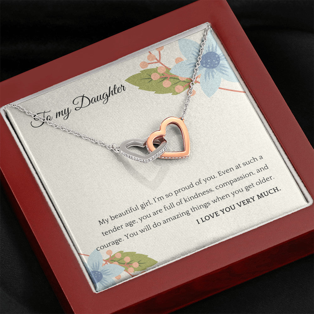 Parent and Daughter Special Bond Interlock Hearts Necklace