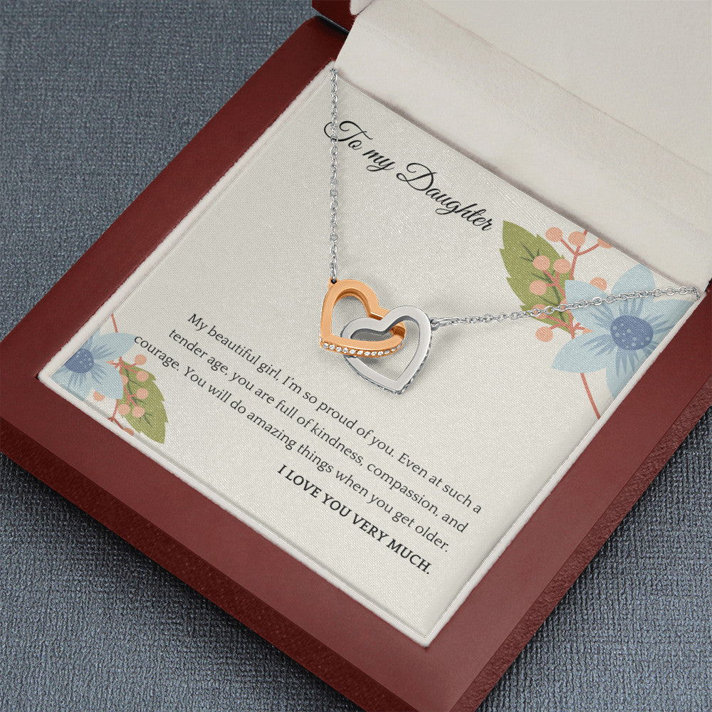 Parent and Daughter Special Bond Interlock Hearts Necklace