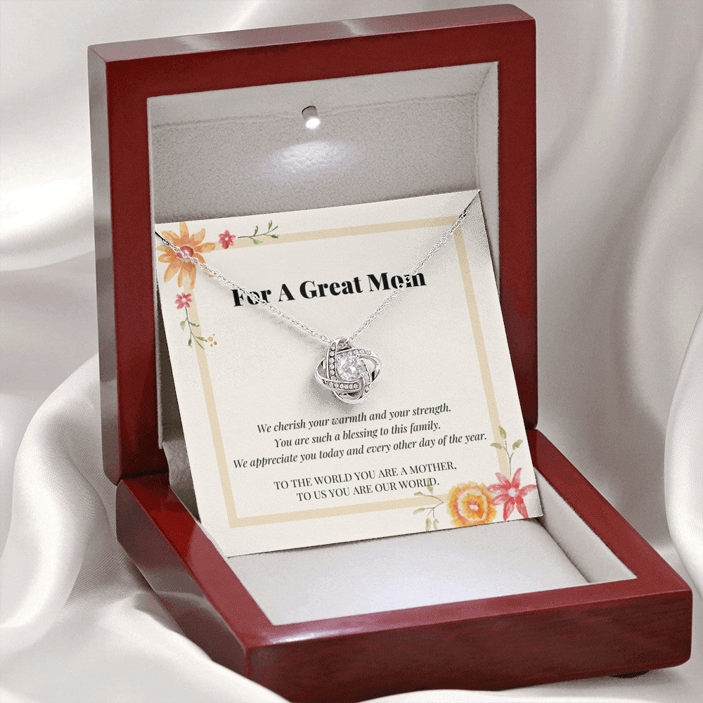 For a Great Mom Gift, Love Knot Necklace, From All of Us For Mother's Day