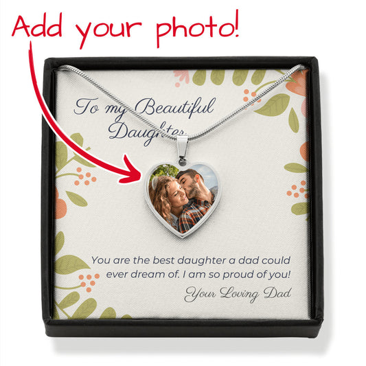 From Your Loving Dad Custom Photo Heart Necklace