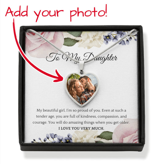 Your Greatest Moment Custom Photo Heart Pendant Necklace