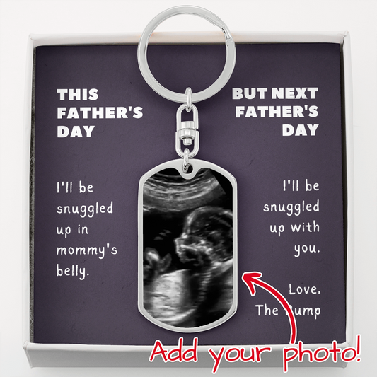 From The Bump For New First Time Dad Custom Ultrasound Keepsake Photo Keychain